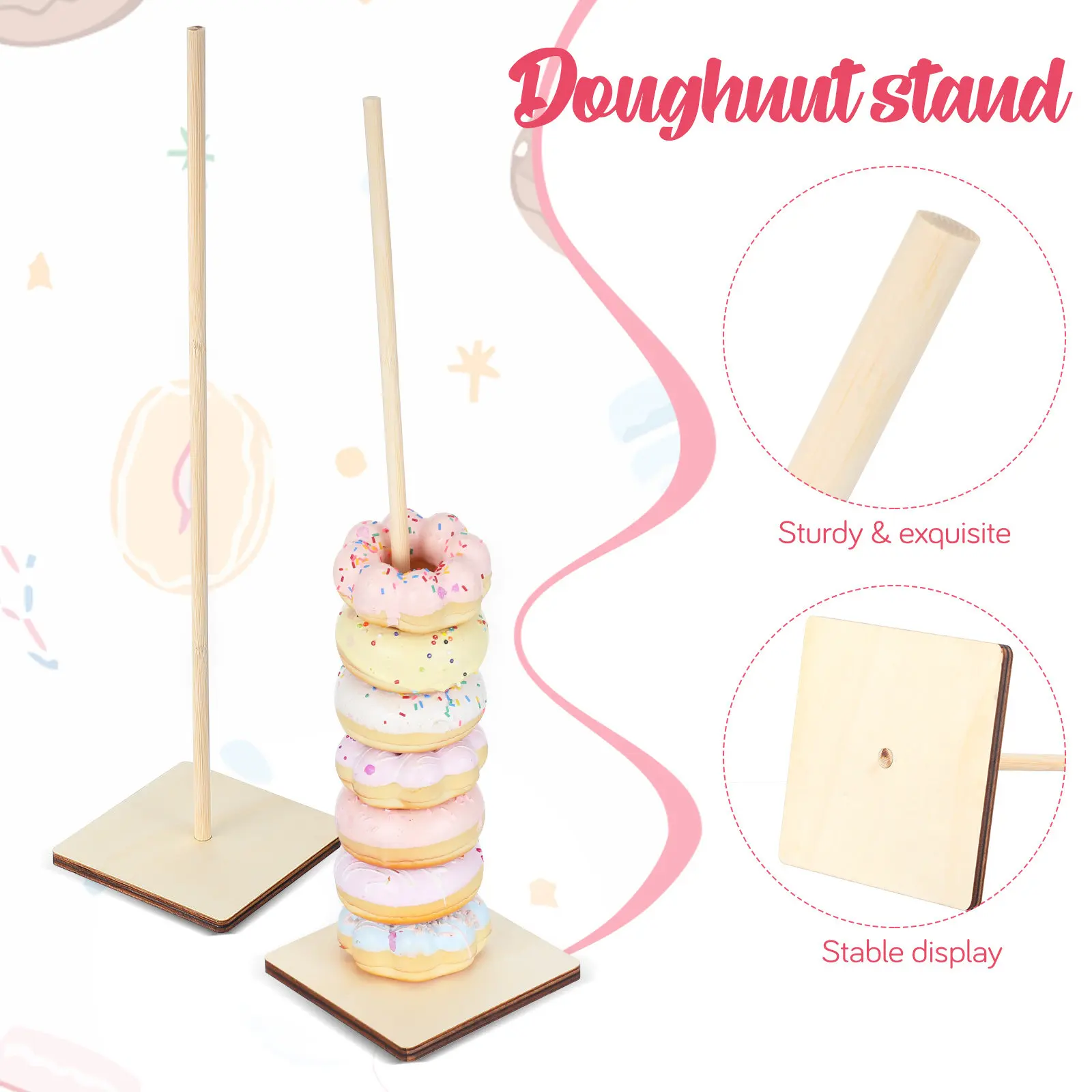 12Pcs Donut Stand Wood Reusable Elegant Centerpiece for Weddings Birthdays Showers Coffee Shops Bagel Stand