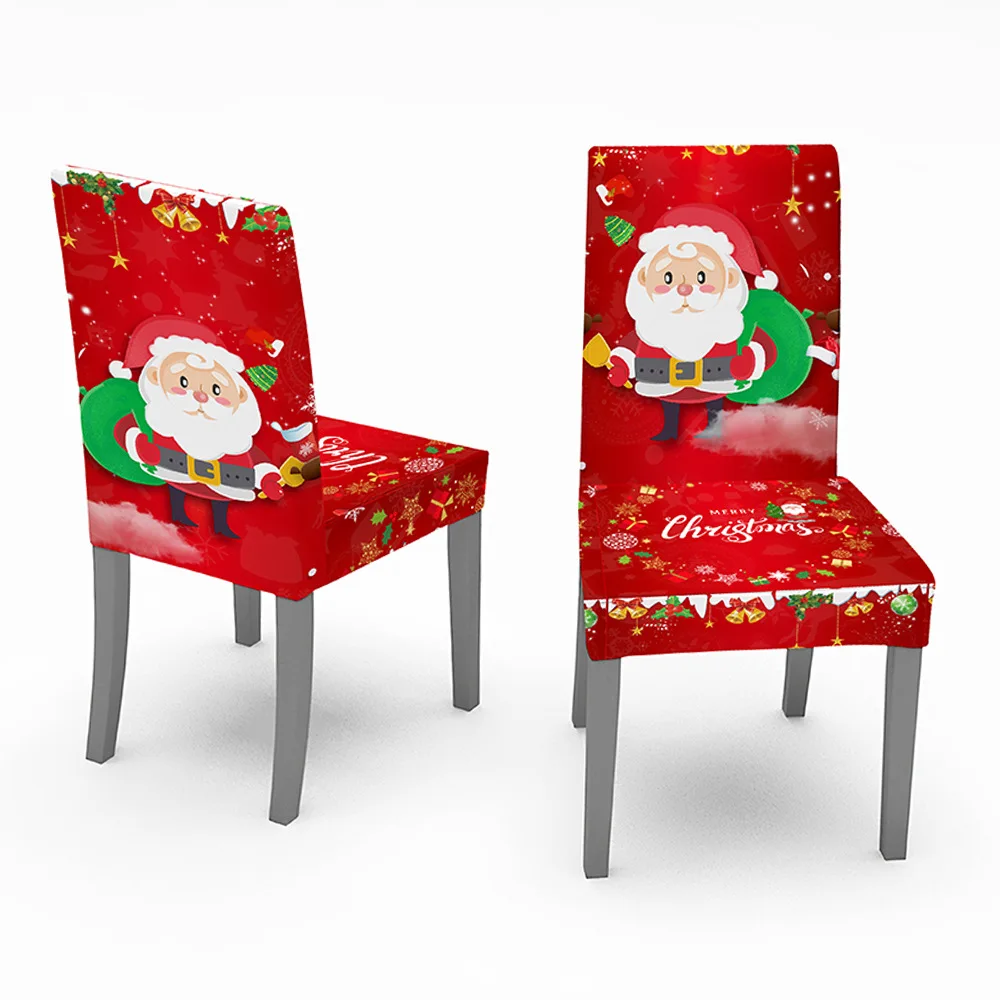 Christmas decoration digital printing universal all inclusive elastic chair cover, home dining table chair cover