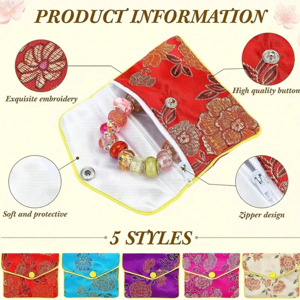 6pcs/12pcs  Jewelry Silk Purse Pouch, Jewellery Gift Bags, Multiple Colors (Random Color)