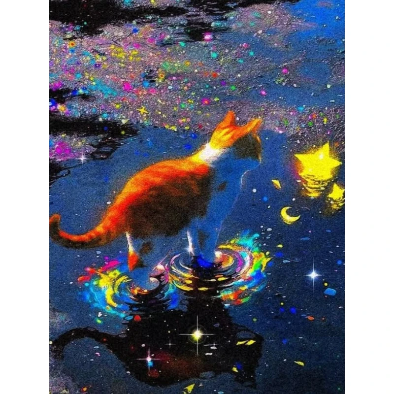 500/1000/1200/2000PCS Puzzle Cosmic Galaxy Orange Cat Star Water Jigsaw Modern Home Decor Family Interactive Gift Holiday Gifts