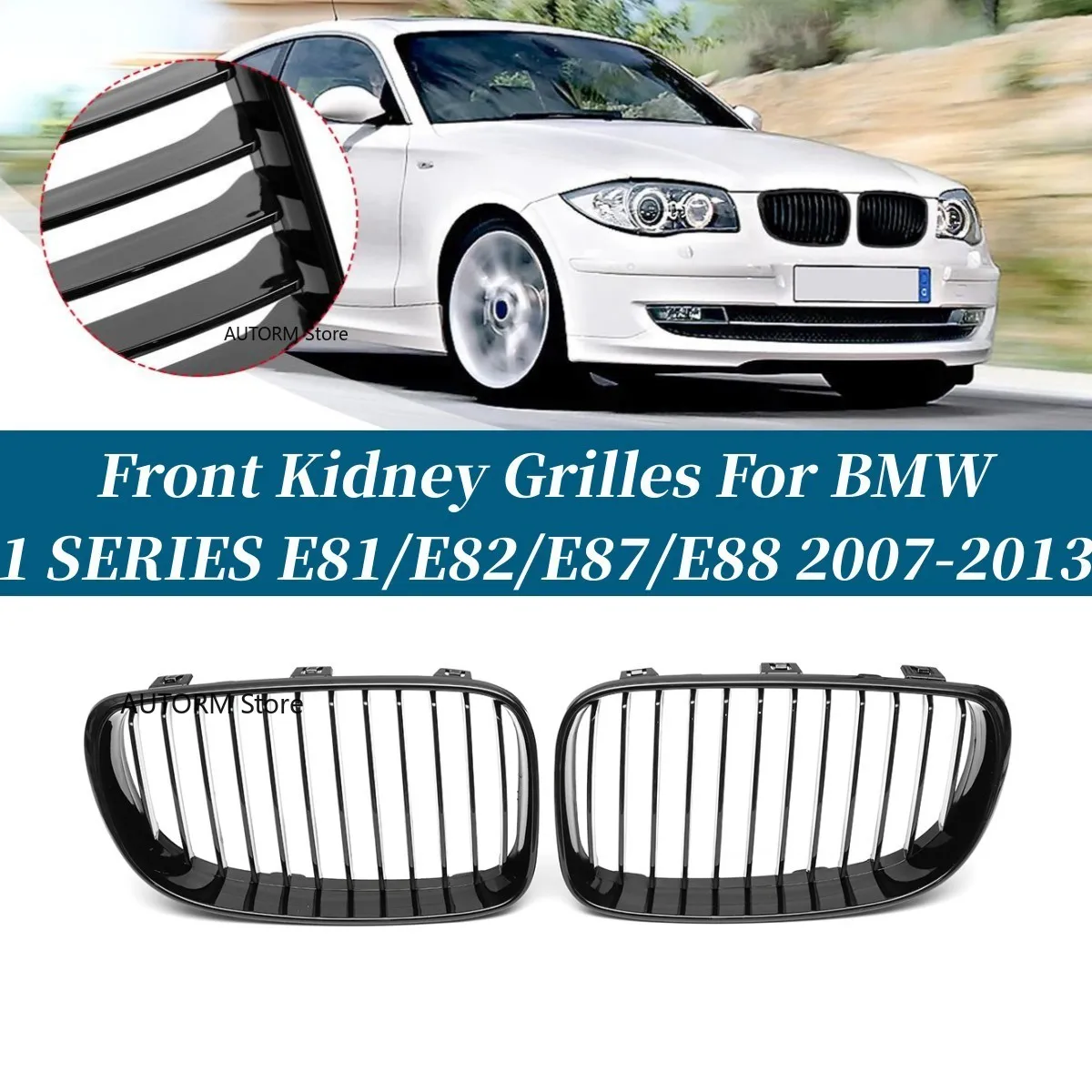 Gloss Black Car Front Kidney Grilles Racing Grill For BMW 1 Series E81/E82/E87/E88 2007-2013 51137322209