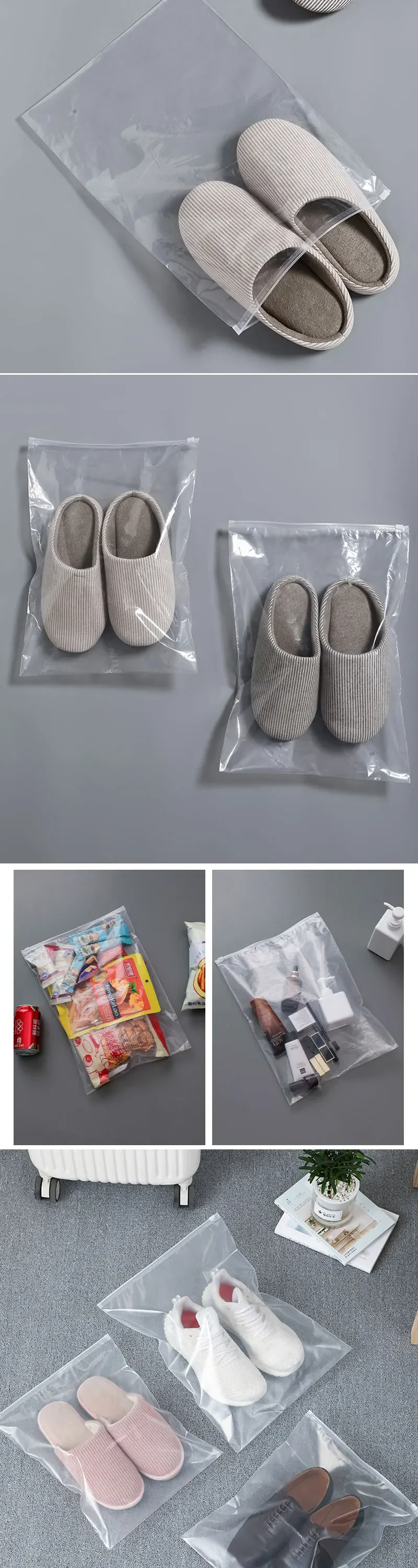 PE Transparent Shoe Storage Bag Multi-purpose Dust Bag Travel Zipper Bag Waterproof Moisture-proof Sealing Shoe Cover Ziplock