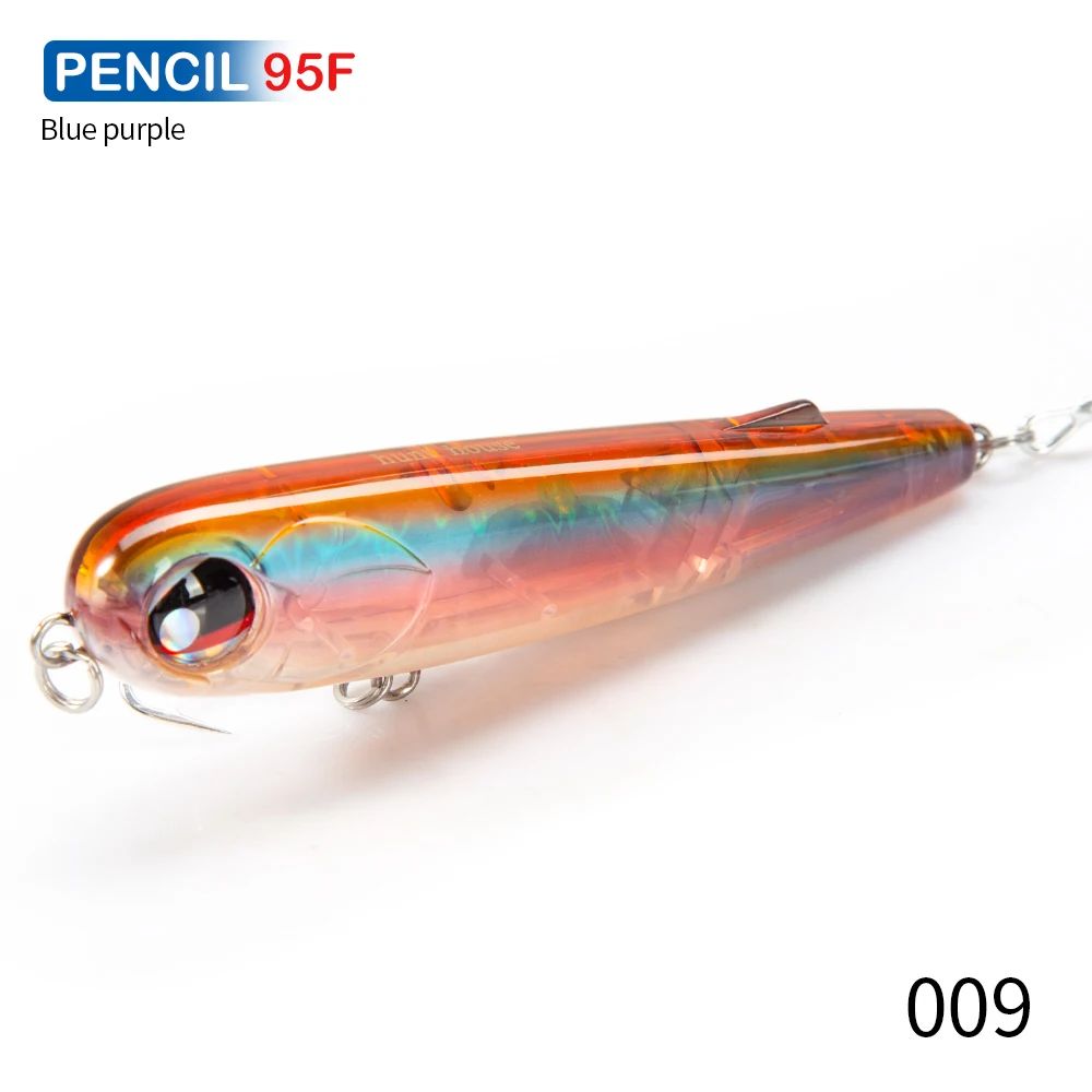 Hunthouse Angeloberfläche Bleistiftköder 95 mm/18 g Topwater schwimmender Wobbler harter Köder für Seebarsch Hecht Salzwasser Barsch Fischgerät