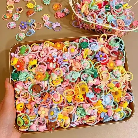 50/40/30pcs 어린이를 위한 귀여운 고무 밴드는 좋은 탄력성으로 머리카락을 해치지 않습니다. 소녀 아기 머리띠와 귀여운 소녀 머리 장식