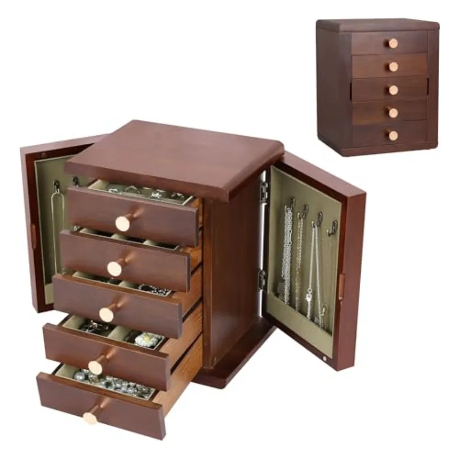 

Wooden Jewelry Box for Women Wooden Jewelry Organizer 5-Layer Jewelry Organizer Box with Side Door Jewelry Holder Organizer for