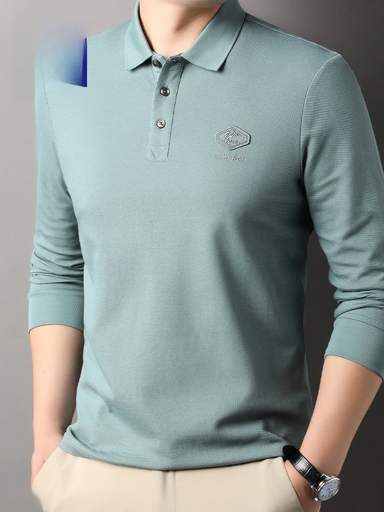 

Lnd Pure Cotton irt Men's Long Sve Collared Loose Fit Casual Top Trendy Spring Autumn Wear for Middle-Aged And Y...