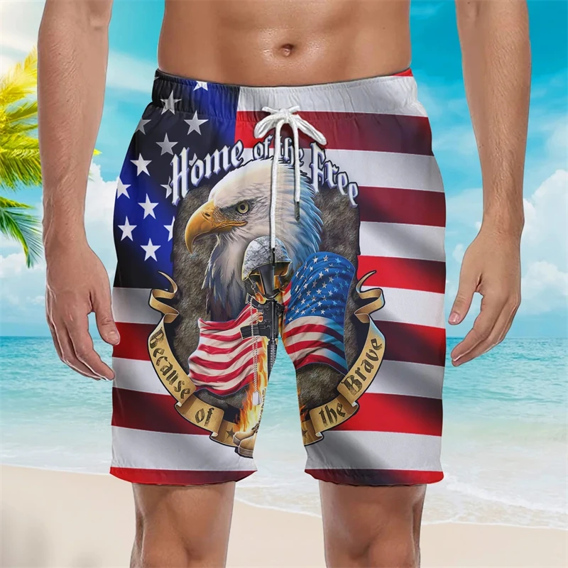 Vintage American Flag 3D Printed Men\'s Summer Vacation Beach Shorts Men Kids Fashion Casual Loose Comfortable Running Men Shorts