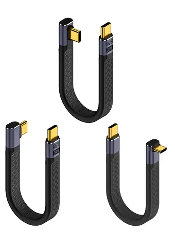 USB 4 90 Degree Thunderbolt3 Elbow USB C Cable 40Gbps Thunderbolt 4 Angle Type C Cable for SSD Laptop Macbook Elbow Connector