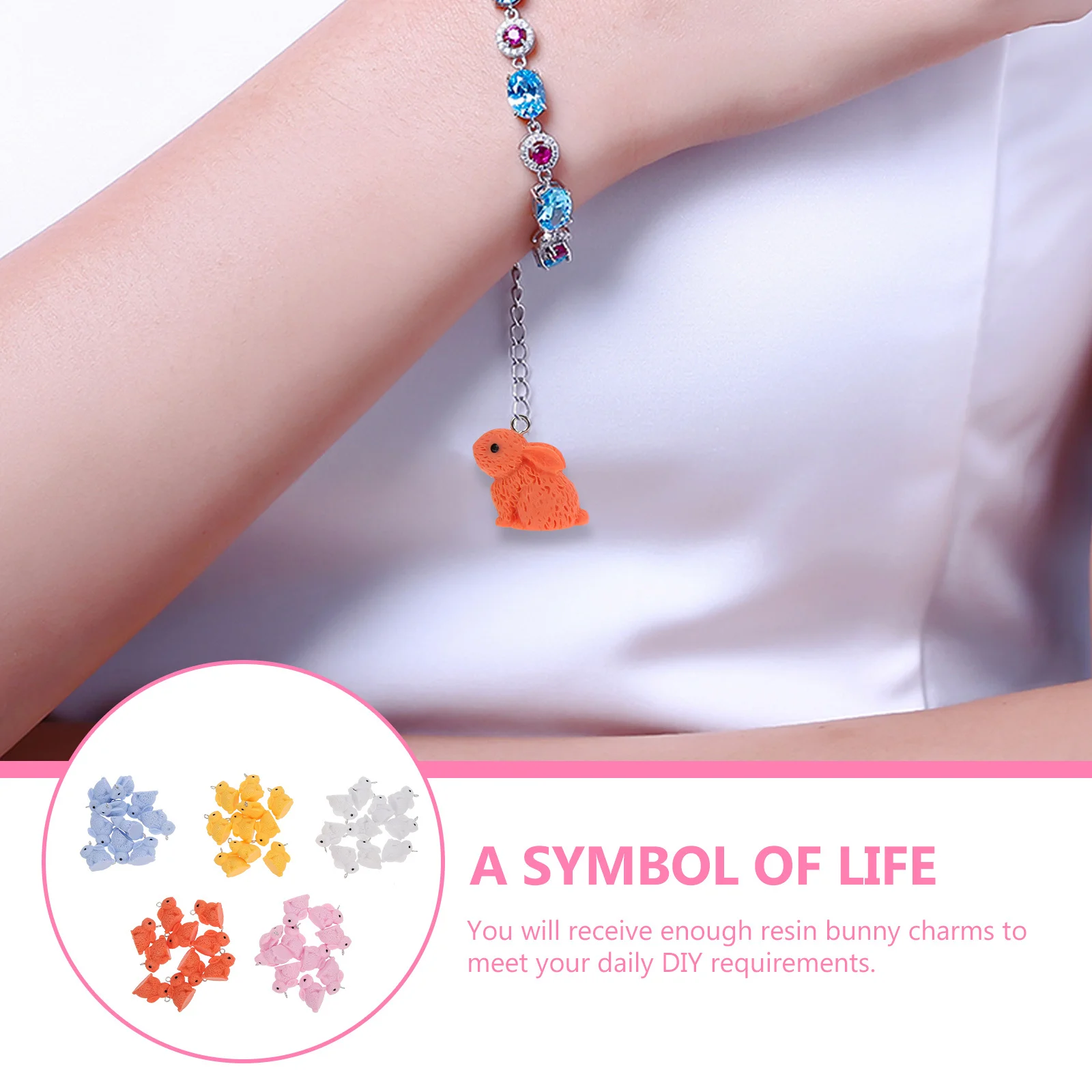 

50Pcs Resin Rabbit Charms Creative Bunny Pendants DIY Earrings Bracelet Jewelry Accessories Rabbit Pendant Charms