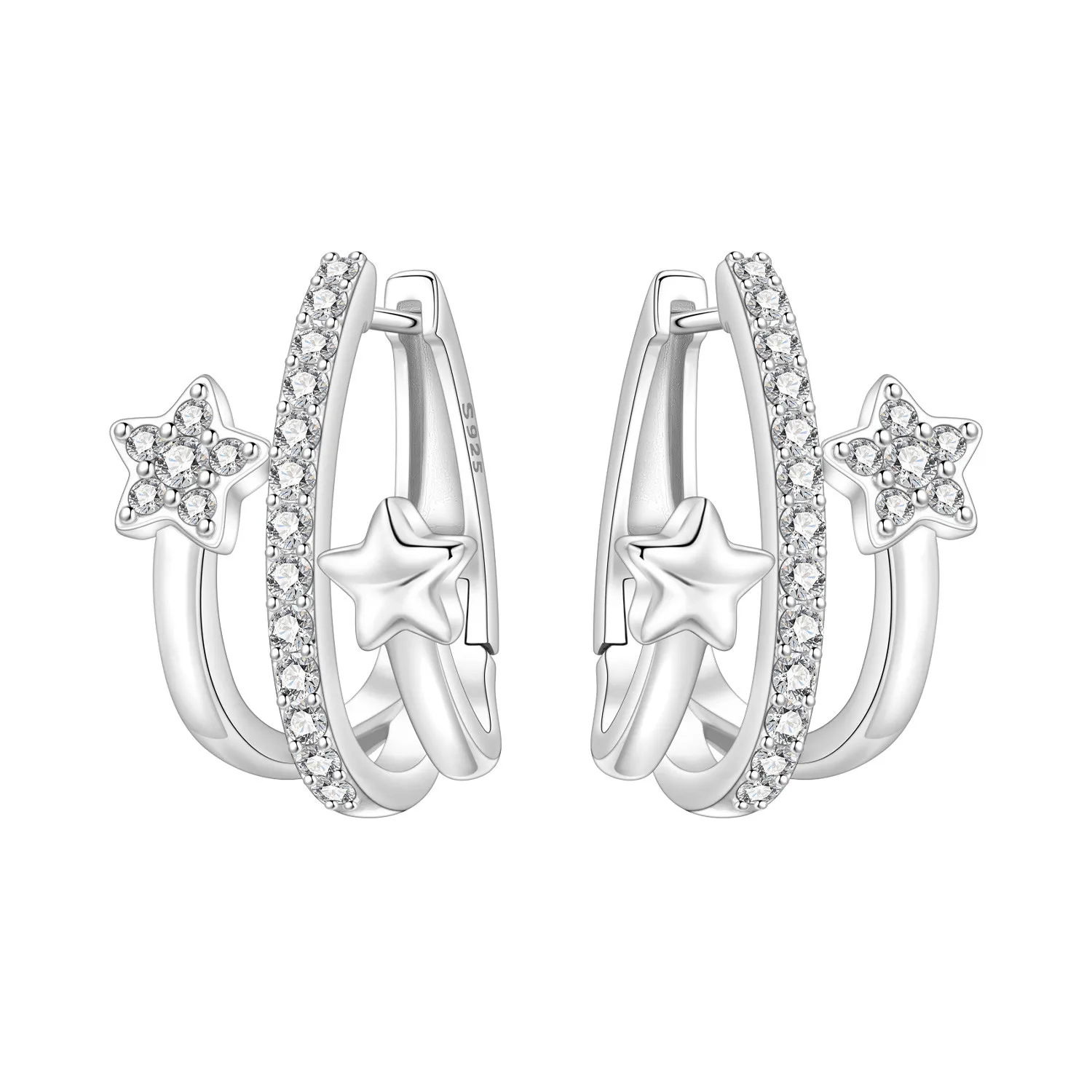 

Orstarry стерлингового серебра S925, французские трехслойные серьги со звездами, универсальные серьги-кольца для женщин, ювелирные изделия, оригинальные подарки для вечеринок