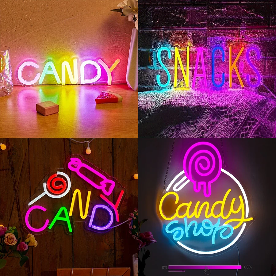 Süßwaren laden Leucht reklame für Wand dekoration, LED-Zeichen Lutscher Laden dekorationen, Dessert geschäft leuchten Zeichen Süßigkeiten Party Dekor