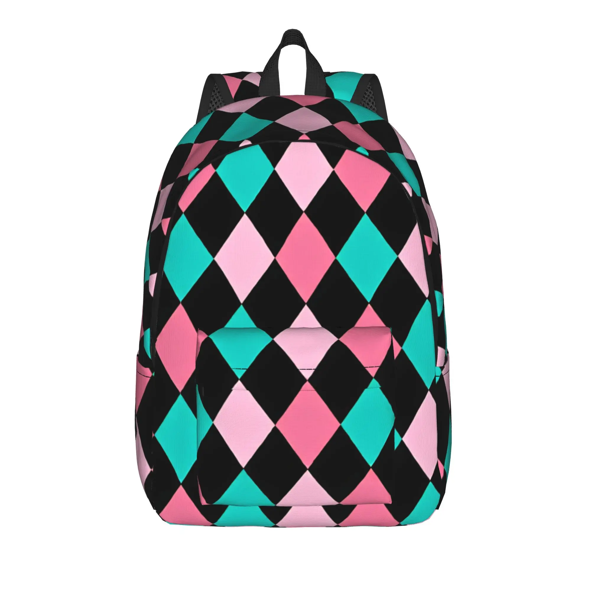 Pastel Rainbow Diamonds Checkered Backpack  Elegant Backpacks Female Camping Pattern School Bags Custom Rucksack