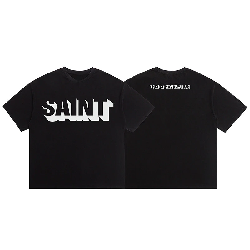 Summer Rare Saint Vintage Michael American High Street Retro Short-sleeved Cotton T-shirts for Men and Women