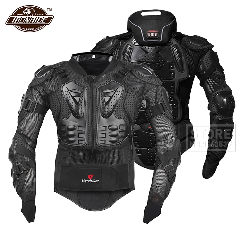 HEROBIKER Motorcycle Body Armor Motorcycle Armor Protection Moto Racing Body Protector Jacket Motocross With Neck Protector