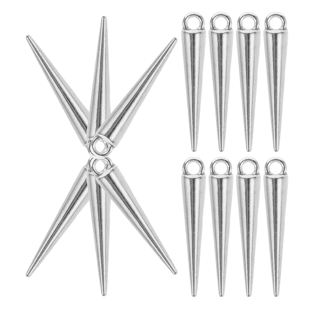 

40Pcs Cone Shaped Spike Pendant Charms Zinc Alloy DIY Jewelry Making Bulk Accessories Keychains Bags Necklaces