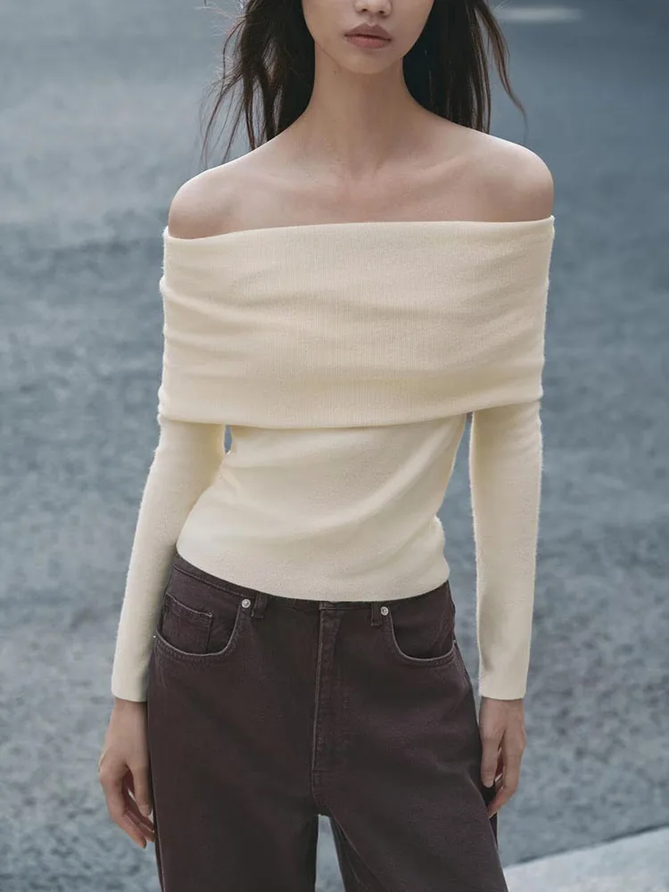 

Sexy Faionable Knitted Tube Top Women's Casual Slim Fit Long Sve Folded New Arrival Winter 2025 Gown for Young Girls