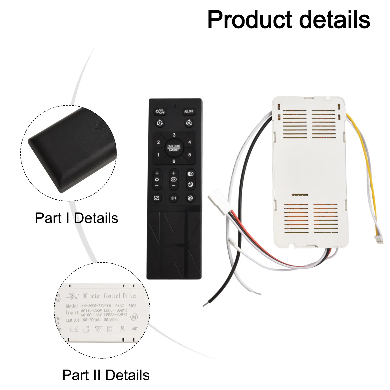 Imagem -02 - Remoto Acessórios Ventilador de Teto Melhoria Home Velocidade Setting Reconjunto Conveniente Controle Eficaz ac 110v265v 1set