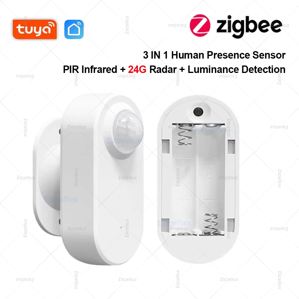 24G Tuya Zigbee menschlicher Anwesenheitssensor MmWave Radardetektor mit PIR-Bewegungshelligkeitssensor batteriebetrieben, Smart Home Security