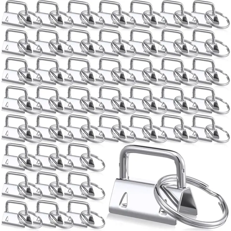 

ABKO-серебристый брелок для ключей, 150 упаковок, 1 дюйм, оптом, для брелока для ключей, фурнитура для ремешка для ключей, брелок