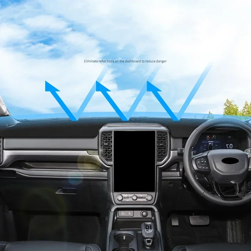 Car Dashboard Instrument Cover Panel Sunshade Protector Avoid Light Mat for Ford Ranger T9 Raptor 2023 2024 Interior Accessories