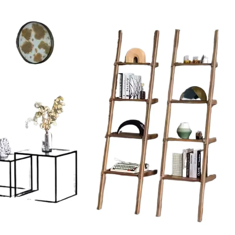 

Imported teak furniture stairs, pure solid wood bookshelves, floor-to-ceiling shelves integrated against the wall