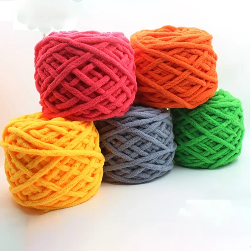 100g/ball Chenille Knitting Yarn Soft Ice Strip Line Cotton Yarn DIY Wool Yarn for Hand Knitting Scarf Thick Wool Wholesale