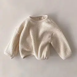 Sweat-Shirt à Manches sulfpour Bébé Garçon et Fille, Vêtement Décontracté, Couleur Unie, Gaufré, Automne 2024