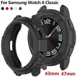 Uhrengehäuse-Abdeckung für Samsung Galaxy Watch 6 Classic 43 mm 47 mm, weiches TPU, hohler Rahmen, Stoßstange, Sturzprävention, Rüstung, schützend