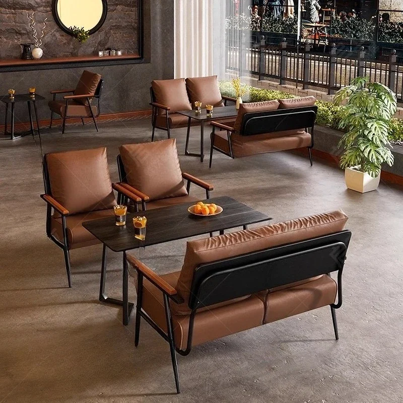 Table and chair combination retro wrought iron sofa bar reception