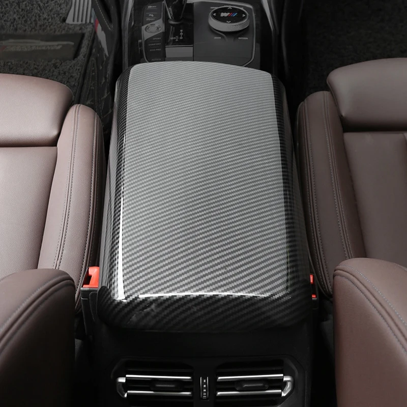 ألياف الكربون مركز وحدة التحكم مسند الذراع غطاء لوحة الكسوة لسيارات BMW 3 4 سلسلة G20 G21 G22 M Sport 2019-2021 اكسسوارات السيارات