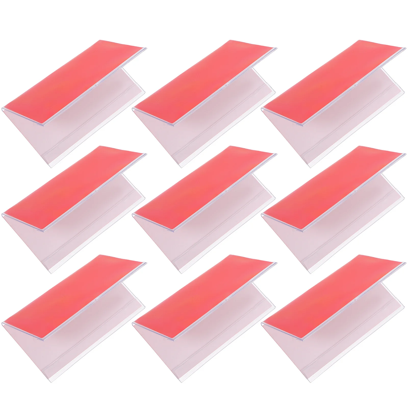10 قطع من حامل لوحة اسم المكتب البلاستيكي الشفاف، حامل عرض مثلث شفاف مزدوج الجوانب لأعمال مكتب الطلاب