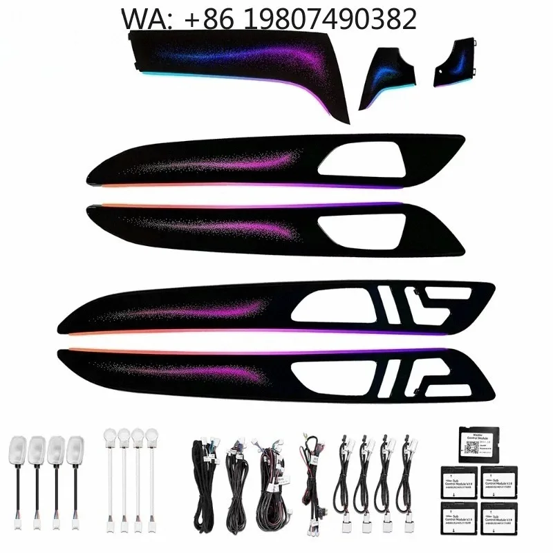 RHD X166 ML GLE Piano Black Trim Light, 64 Color Interior Ambient Lamp Right Hand Drive Large SUV Car Interior Refit Accessories
