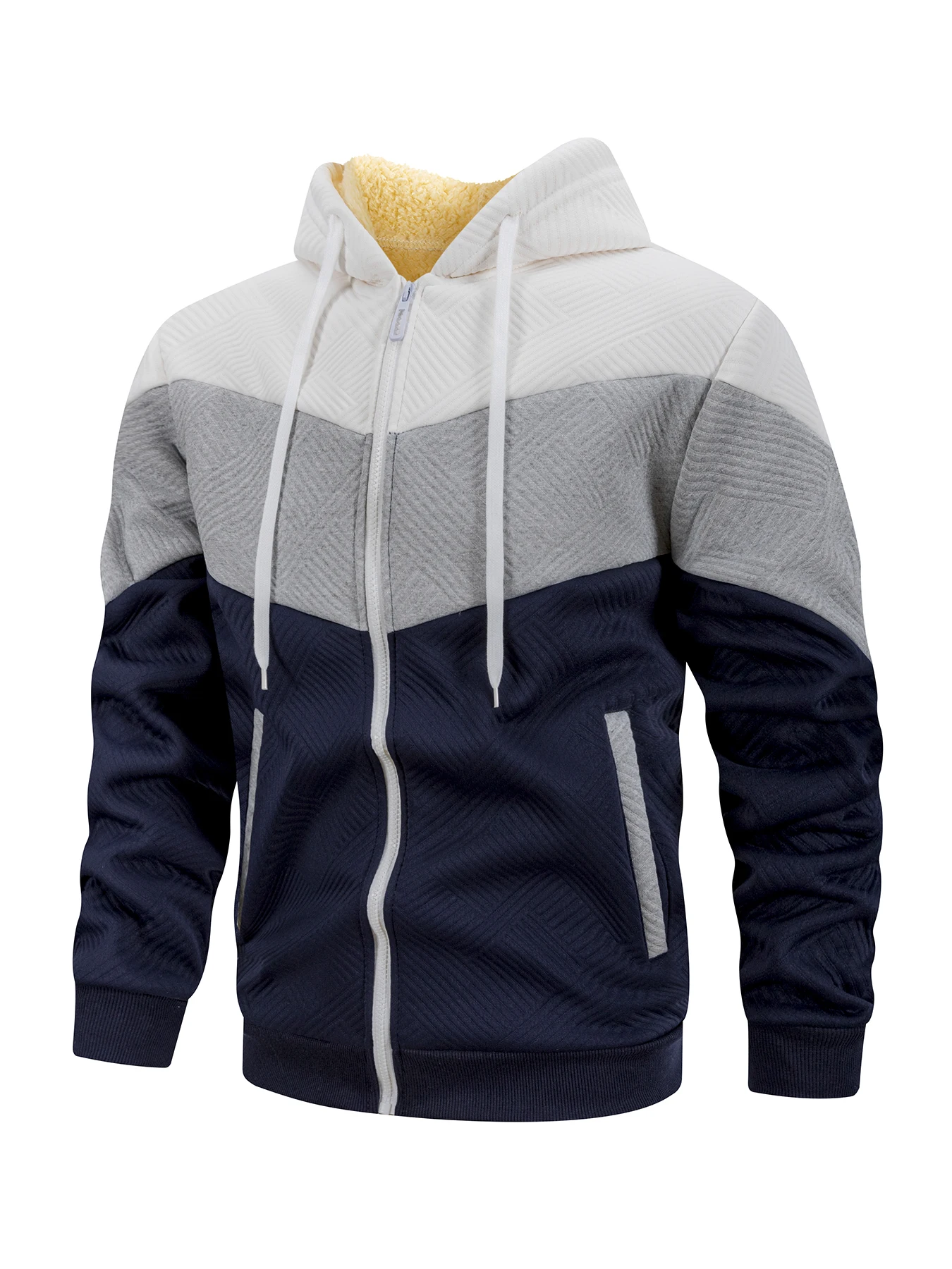 جديد 2025 سترة بقلنسوة حرارية من الصوف للرجال معطف خريف وشتاء للرجال مع قلنسوة مرقعة ملابس رياضية غير رسمية للخروج في الشارع #6