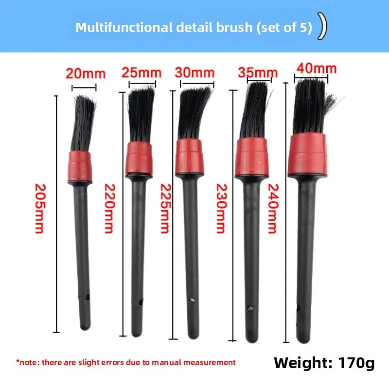 5Pcs Car Detailing Brush Set, Multi-Size Auto Interior Exterior Cleaning Brushes, Car Engine Detail Brushes for Car Washing