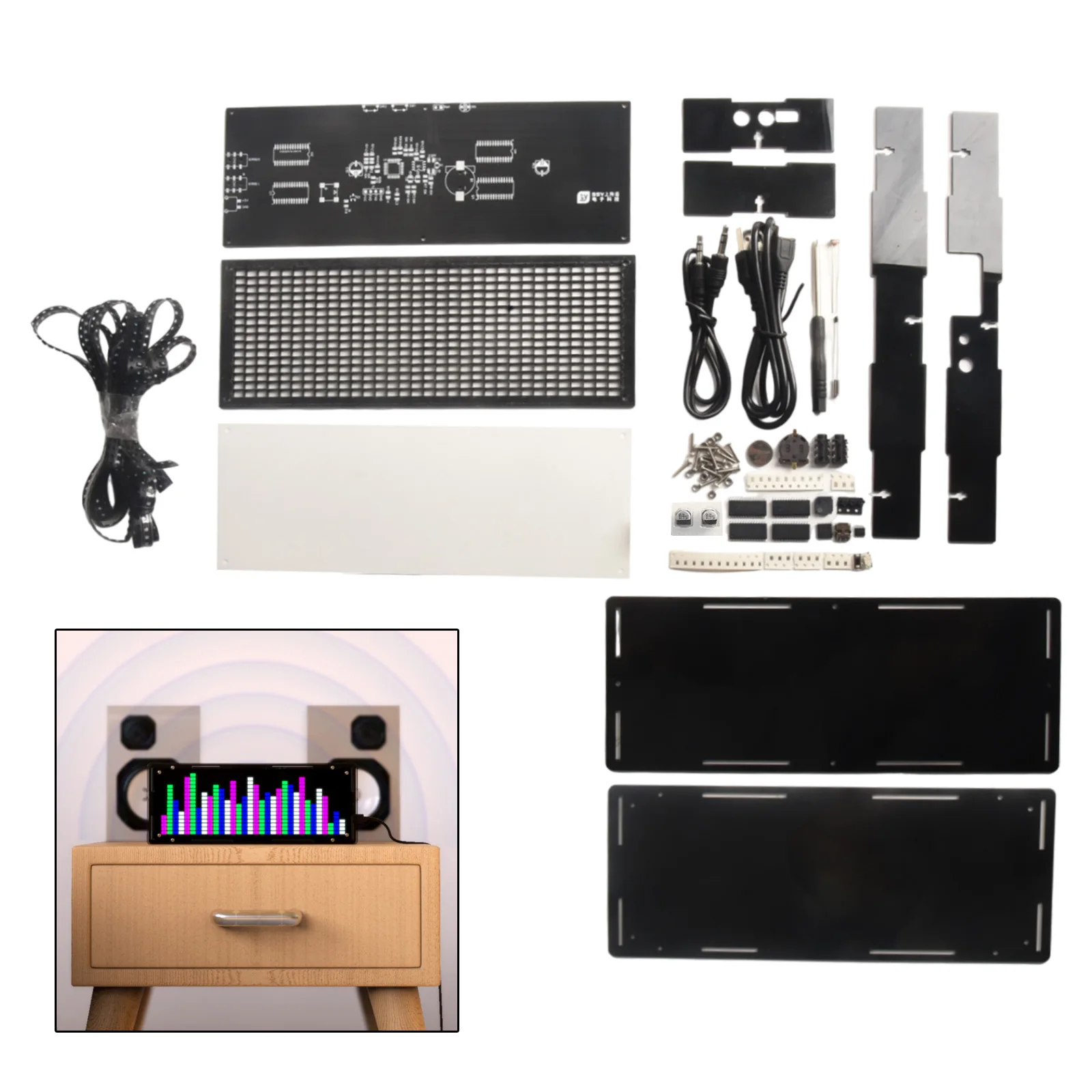 32 Bit VU Meter Music Spectrum Analyzer 1T High Speed Processor FFT Fast Fourier Transform Time Setting 7 Music Ringtones