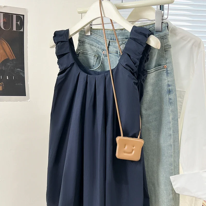 

Fashion Women Vintage Sleeveless Tank Tops Simple Casual Camis 2025 Summer New Solid Color Loose Versatile Vest Top