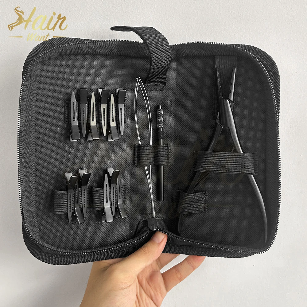 Hair Want Microlink Pliers with 2 Holes Hair Extension Pliers Kit for Beads Metal Hair Clips for Sewing Weft Extensions