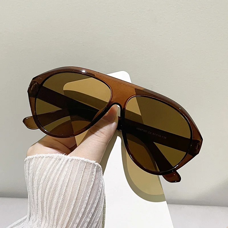 Übergroße Goggle-Sonnenbrille 2024 Damen Marken-Trend Sonnenbrille mit gelben Gläsern Herren Großrahmige Trend-Sonnenbrille UV400 802086 – Detail 7