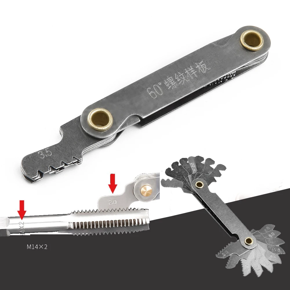 Thread Measuring Gauge Steel Pitch Cutting Gauge Tool Set 55 And 60° Inch And Metric Measurement Lathe Combina 6.7 X 1.7 X 1.3cm