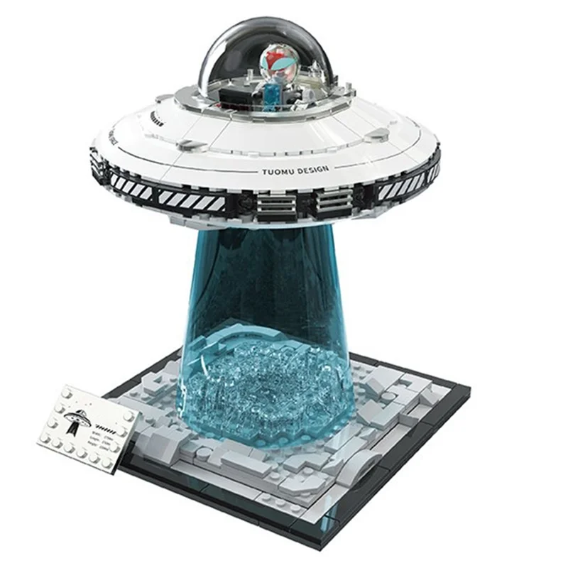 UFO Spacecraft Building Block Ship Puzzle Assembly Aerospace Science Ornament Model