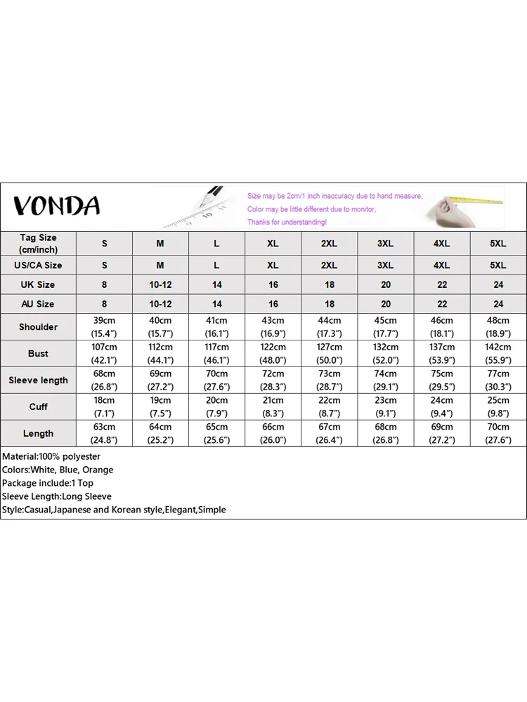 2026 VONDA ボヘミアン女性花柄ブラウス春のファッションシャツロングパフスリーブ O ネックカジュアルチュニックトップス Blusas Femininas