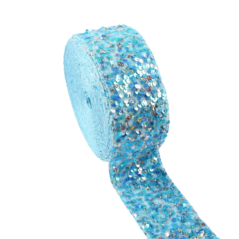 

Blue Sequin Ribbon 75mm 3inch Ribbon for Hairbows Craft Materials DIY Accessorics 20yards