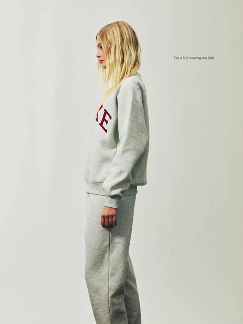 Autumn Winter Women's Pullover Hooded Sweatshirt with Letter Print and Zipper Closure