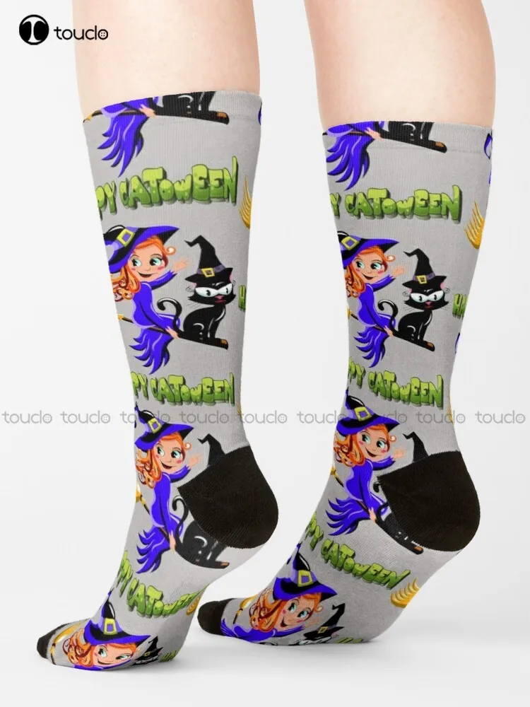 

Happy Catoween Halloween Socks American Flag Socks Cartoon Comfortable Best Girls Sports 360° Digital Print Custom Gift Harajuku