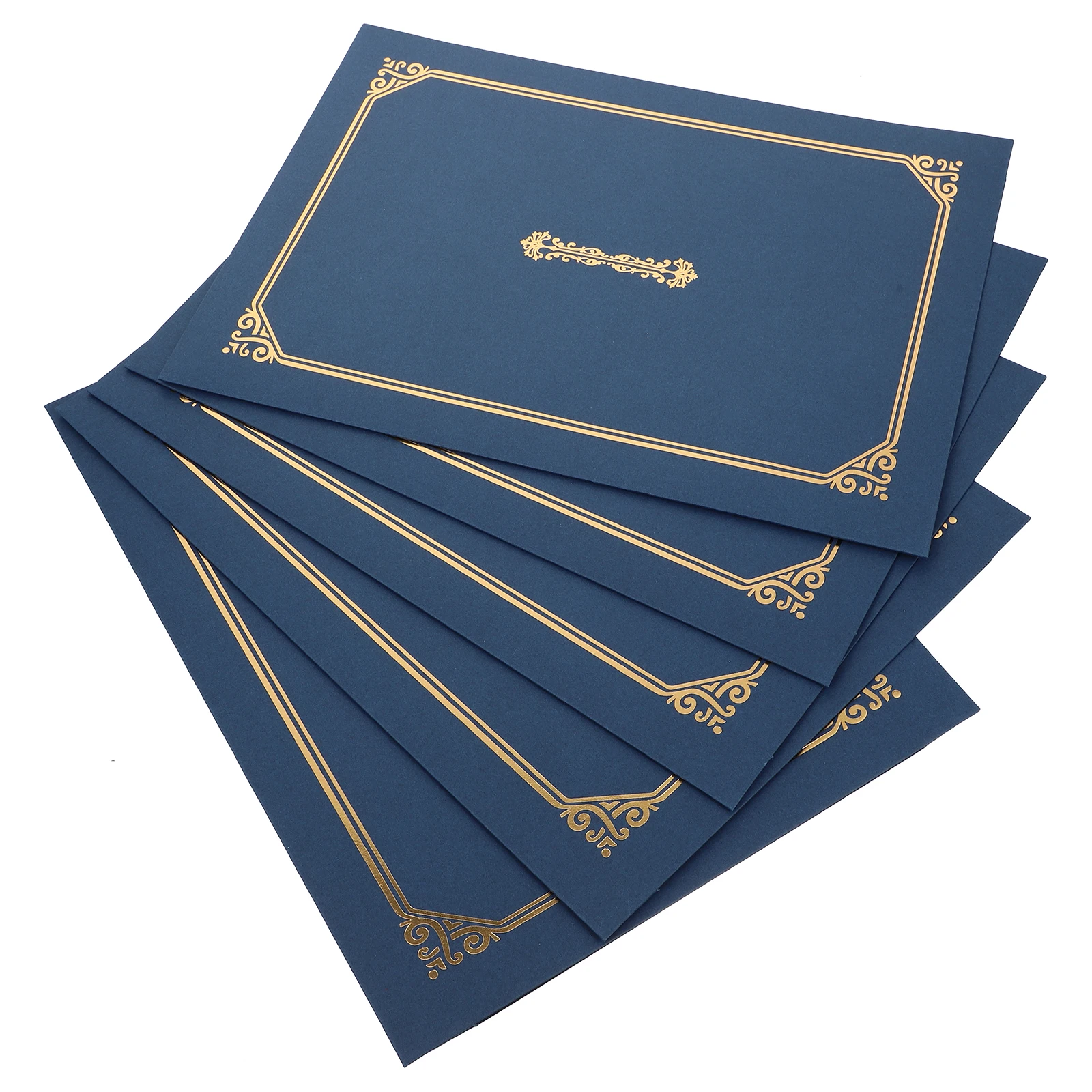 5 pcs Gold Foil Certificate Covers for Graduation Diplomas Elegant Paper Shells Document Protectors Office Supplies