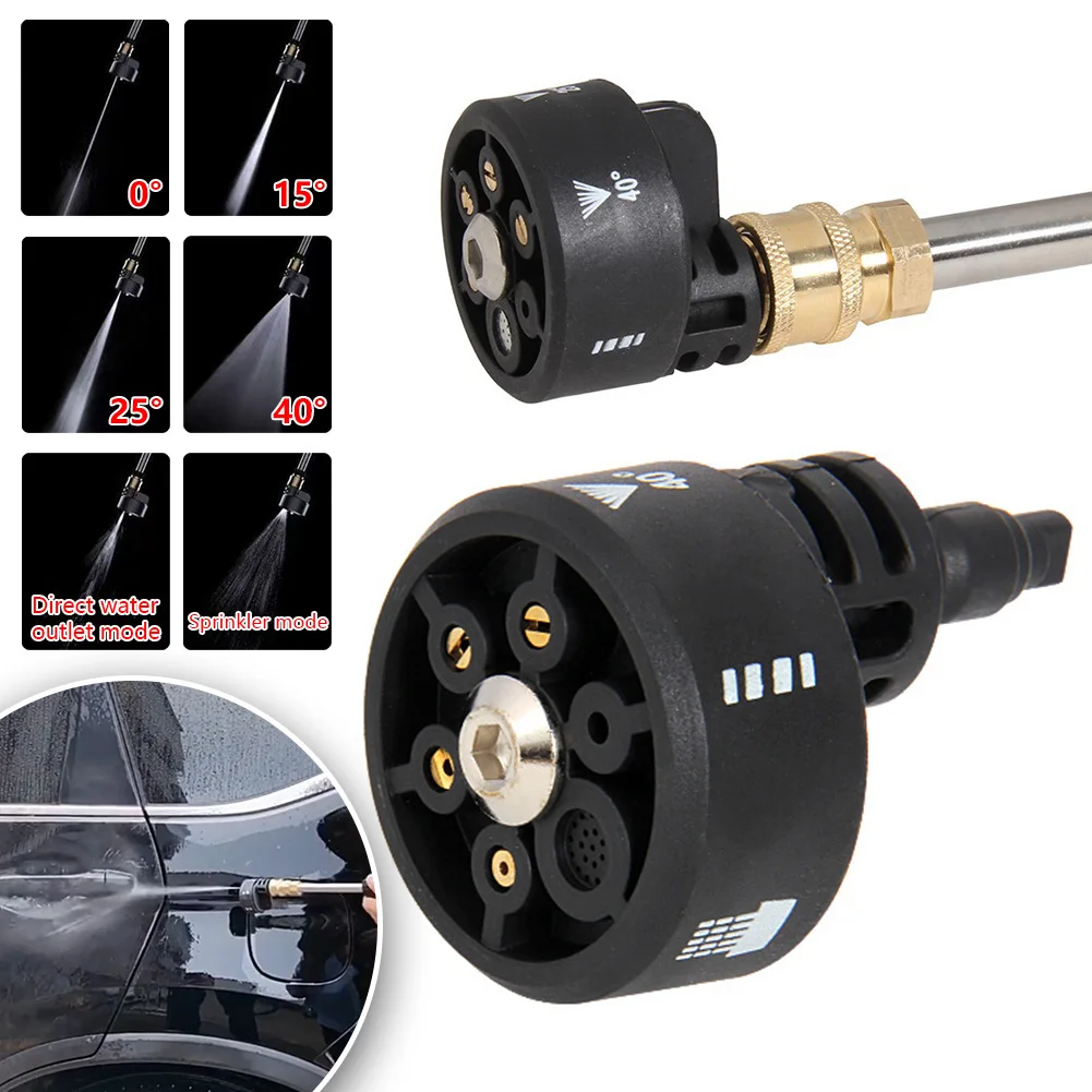 6 In 1 Adjustable Nozzle for 1/4inch High Pressure Cordless Washer Cleaner Water Gun Parts Hose Nozzle Plastic Car Accessories