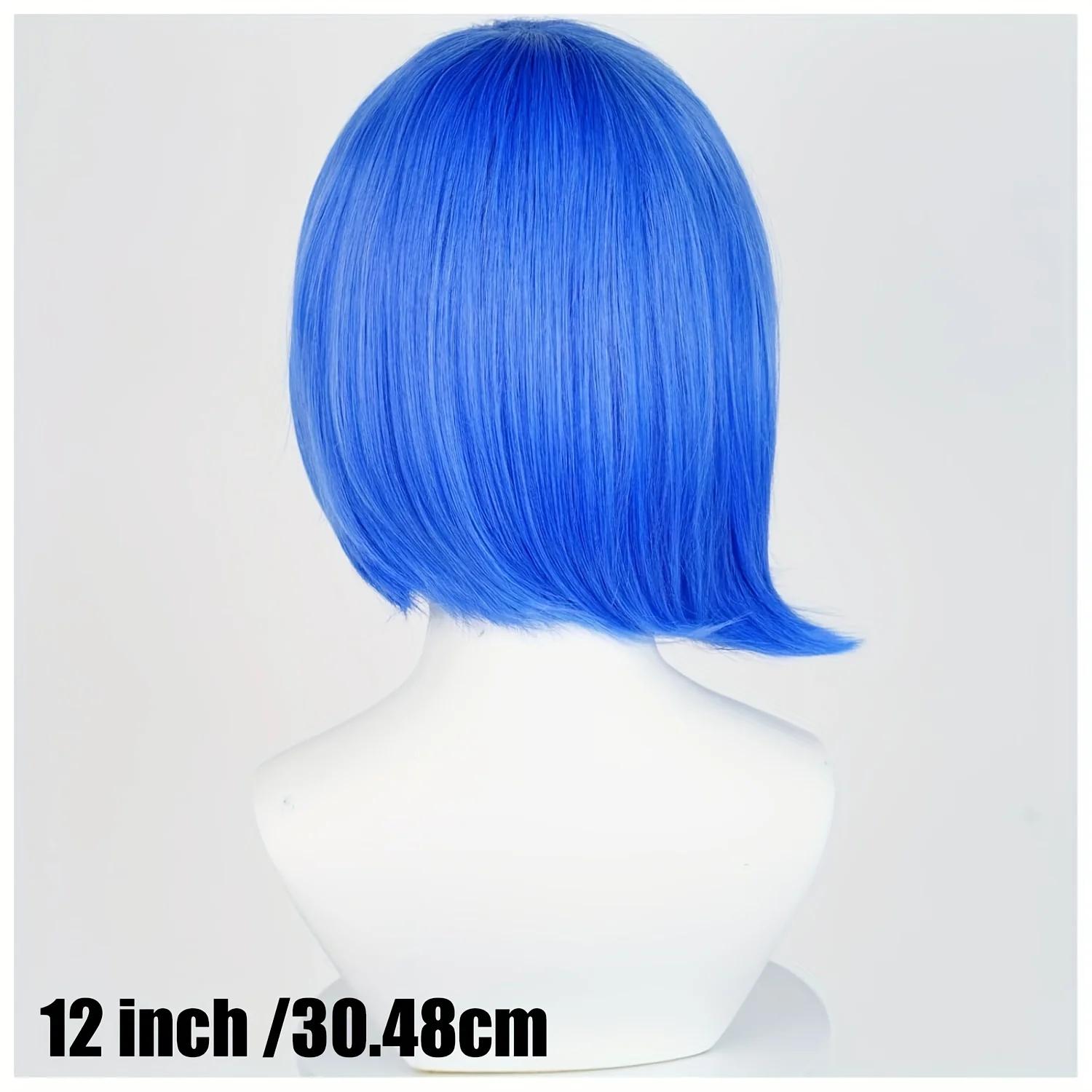 باروكات الحزن الزرقاء مع إطارات النظارات السوداء للفتيات شعر مستعار بوب أزرق أنيمي للنساء مقاومة للحرارة الاصطناعية أزياء الهالوين