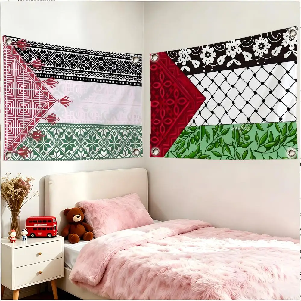 Country Nation Palestine Flags Borderless Four Ring Ornament Indoor Outdoor Decoration Quick Hang Install