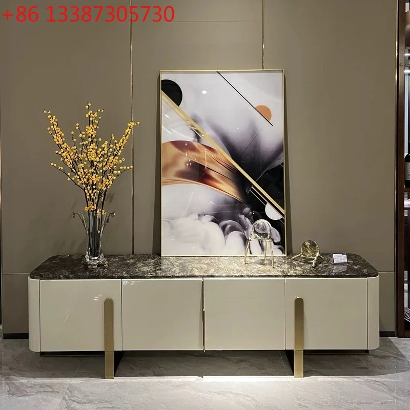 

Итальянский светлый роскошный ТВ-шкаф, вилла, гостиная, роскошный постмодернистский длинный ТВ-шкаф