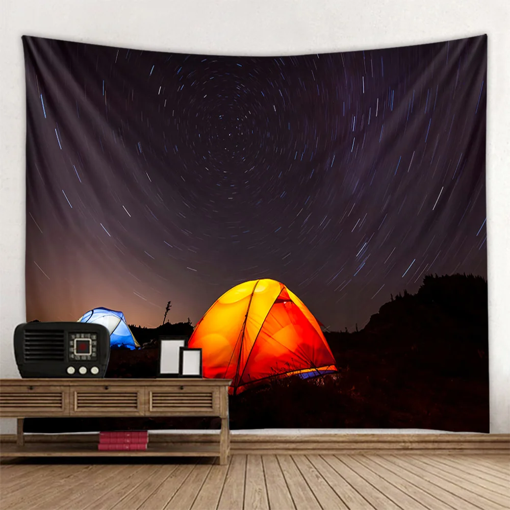 Night sky landscape tapestry camping tent art wall hanging hippie home wall decoration blanket bed sheets room art decoration